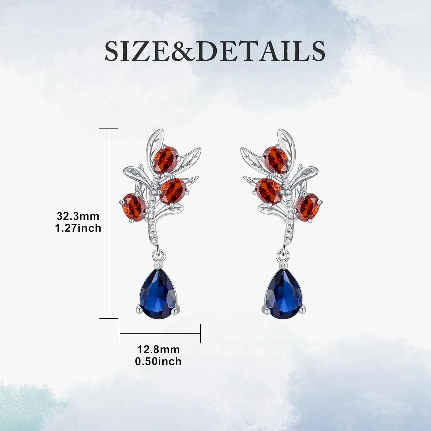 925 Sterling Silver Colorful Gemstones Chandelier Teardrop Stud Dangle Earrings Statement Flower Dangling Earrings for Women Party Prom