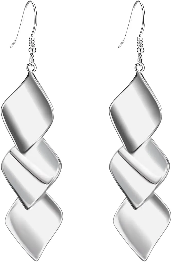925 Sterling Silver Hooks Small Dangle Drop Earrings for Women Light Weight Tricolor Subtlety Small Fashion Dainty Perfect Jewelry for Gifts hypoallergenic Elegant Classical