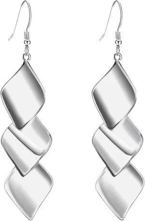 925 Sterling Silver Hooks Small Dangle Drop Earrings for Women Light Weight Tricolor Subtlety Small Fashion Dainty Perfect Jewelry for Gifts hypoallergenic Elegant Classical