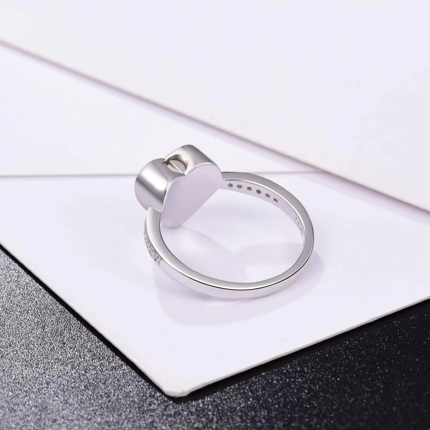 925 Sterling Silver Love Heart Urn Ring for pet Dog Cat's Ashes Keepsake Memorial Tiny Jewelry Forever in My Heart Paw Print Cremation Finger Rings
