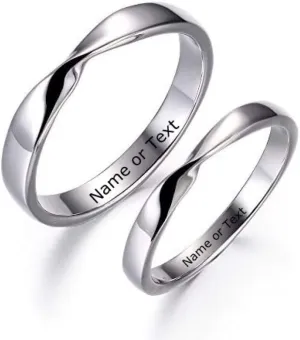 925 Sterling Silver Matching Rings for Couples Customized Engagement Wedding Ring Band Personalized Heart Promise Couple Ring Sets for Him and Her High Polished Comfort Fit