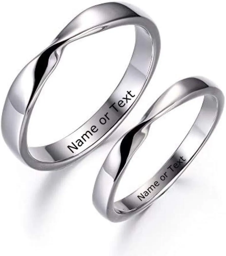 925 Sterling Silver Matching Rings for Couples Customized Engagement Wedding Ring Band Personalized Heart Promise Couple Ring Sets for Him and Her High Polished Comfort Fit