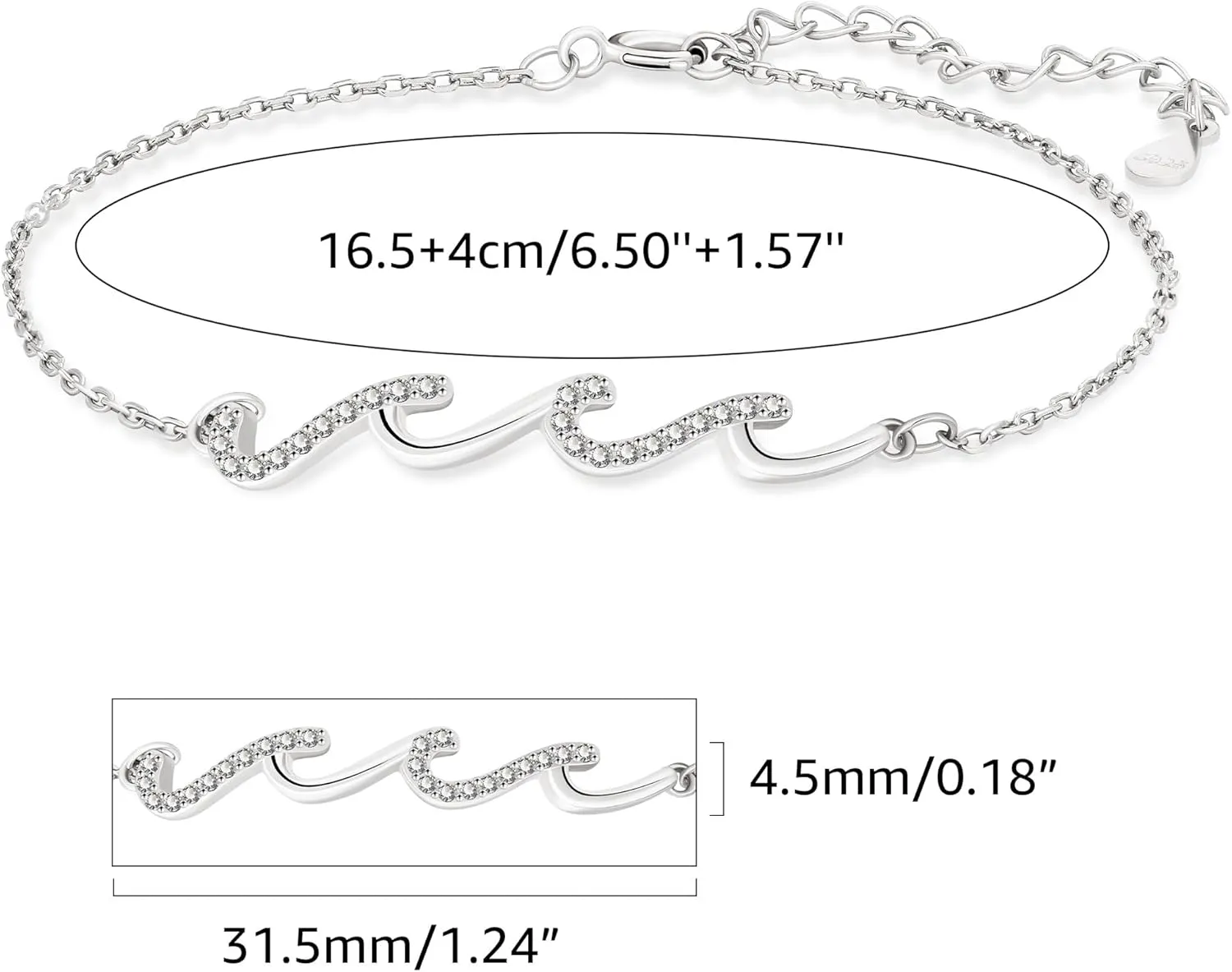 925 Sterling Silver Wave Bracelets for Mom Bestie Sister Best Friends Gifts for Women Trendy, Dainty Inspirational Bracelet for Daughter, Meaningful Birthday Graduation Gifts