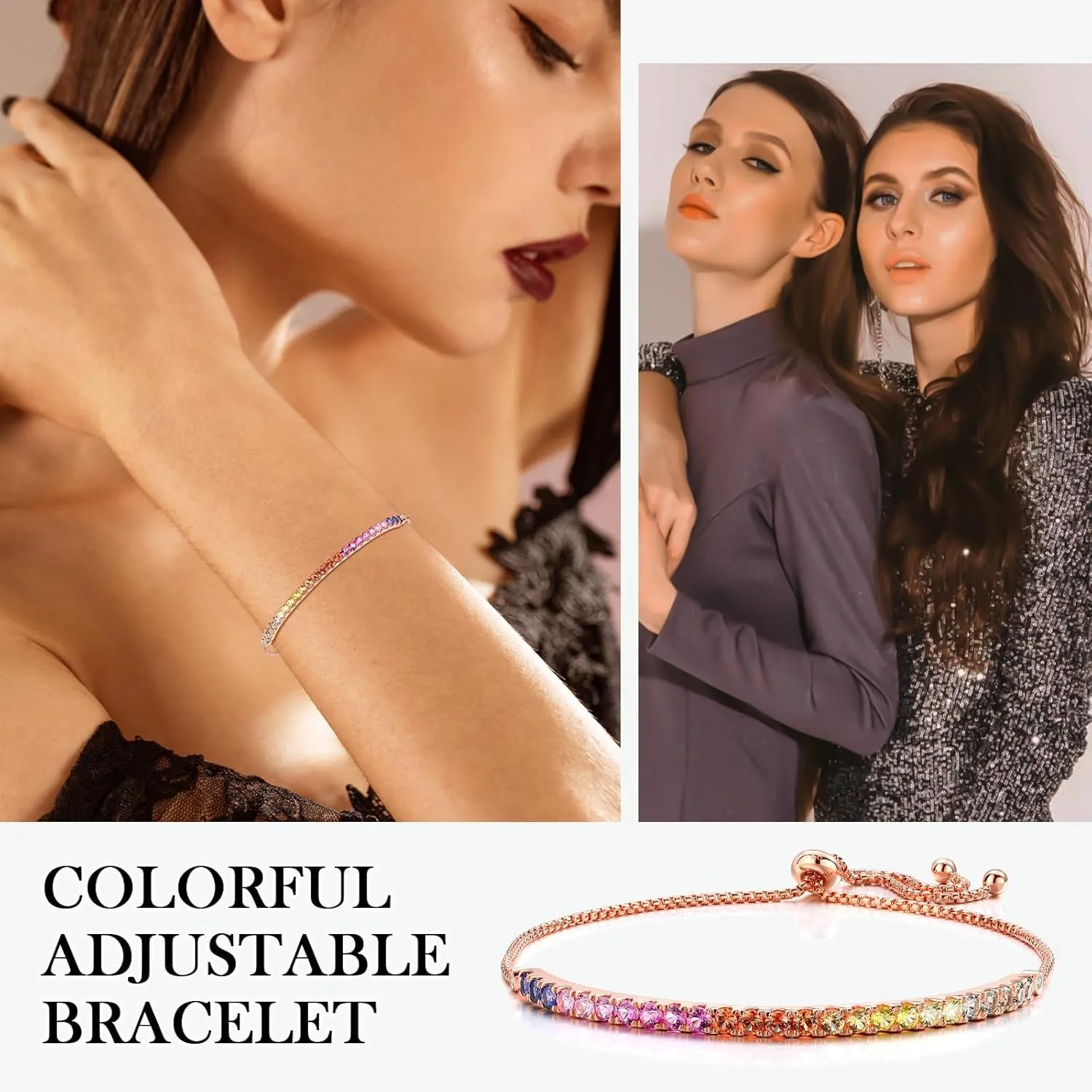 925 Sterling Sliver Tennis Bracelets for Women Teen Girls Round/Oval/Princess Shaped Created Gemstone Adjustable/Link Bracelets