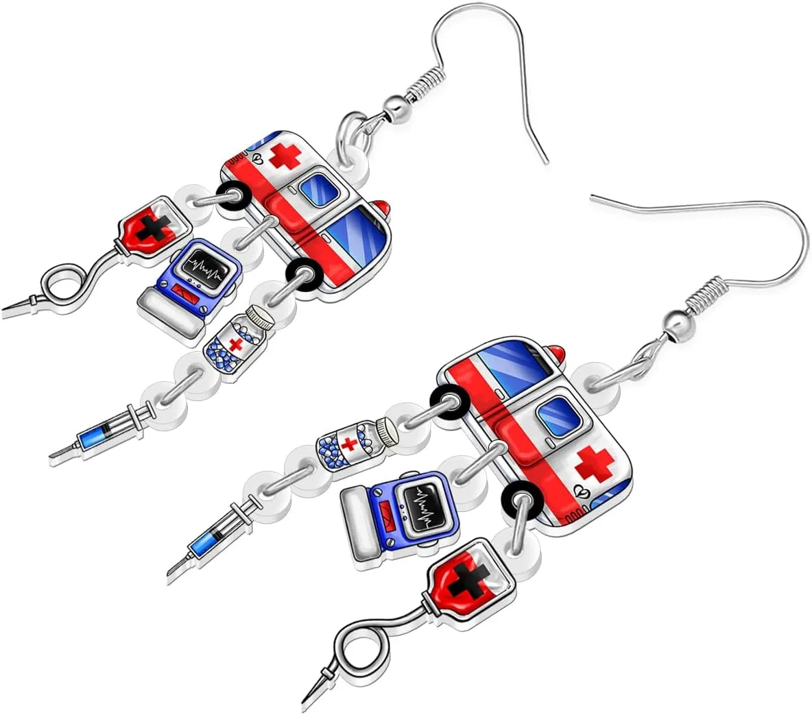 Acrylic Cute Ambulance Bus Nurse Earrings for Women Mom Dangle Medical Theme Symbol Funny Appreciation Jewelry Nursing Thank You Gifts for Nurses Week Doctor RN Students Graduation