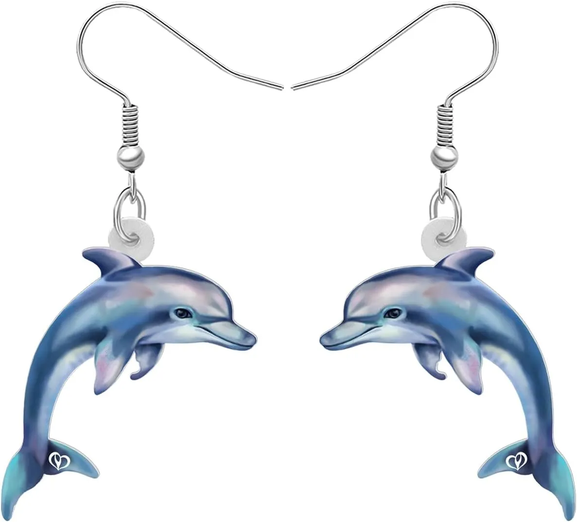 Acrylic Cute Blue Dolphin Earrings Hawaiian Summer Ocean Nautical Animals Dangle Novelty Jewelry For Women Party Gifts