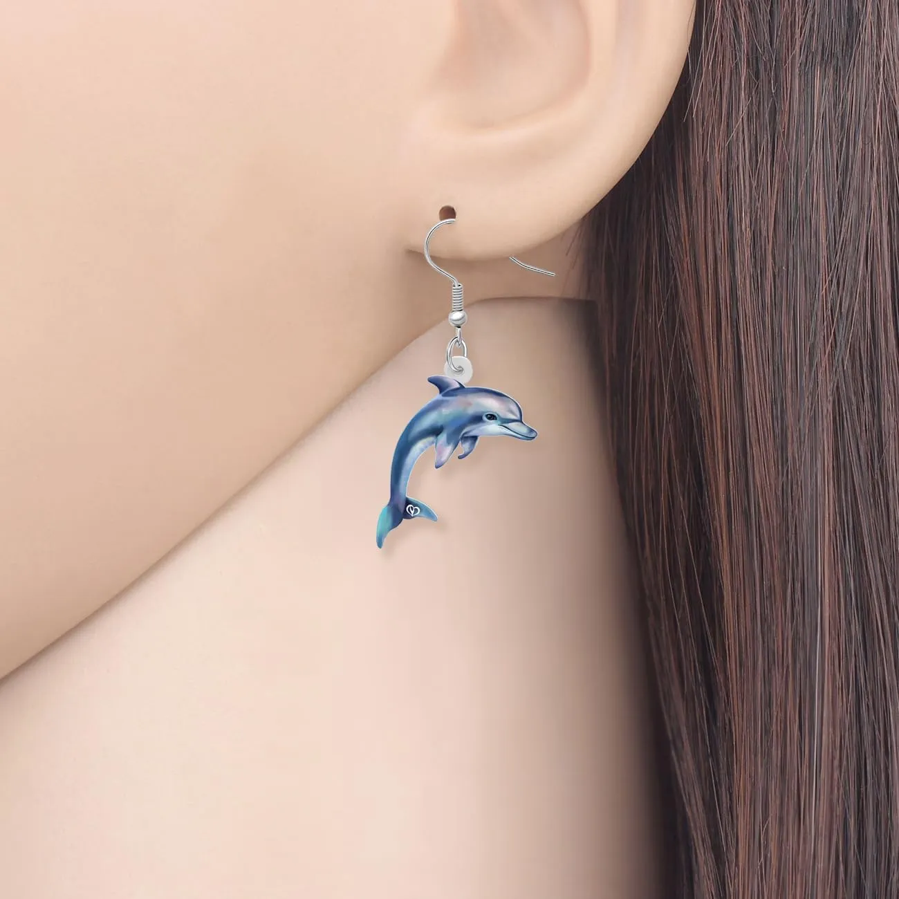Acrylic Cute Blue Dolphin Earrings Hawaiian Summer Ocean Nautical Animals Dangle Novelty Jewelry For Women Party Gifts