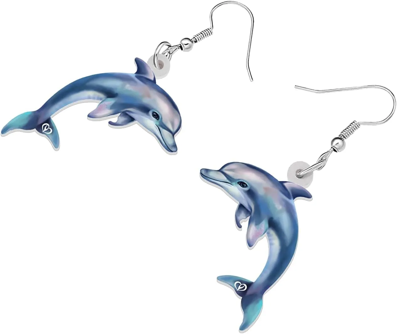 Acrylic Cute Blue Dolphin Earrings Hawaiian Summer Ocean Nautical Animals Dangle Novelty Jewelry For Women Party Gifts
