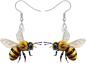 Acrylic Cute Bumble Bee Earrings Bug Insect Animals Honeybee Dangle Hypoallergenic Jewelry Charms Spring Summer Accessories Gifts For Women
