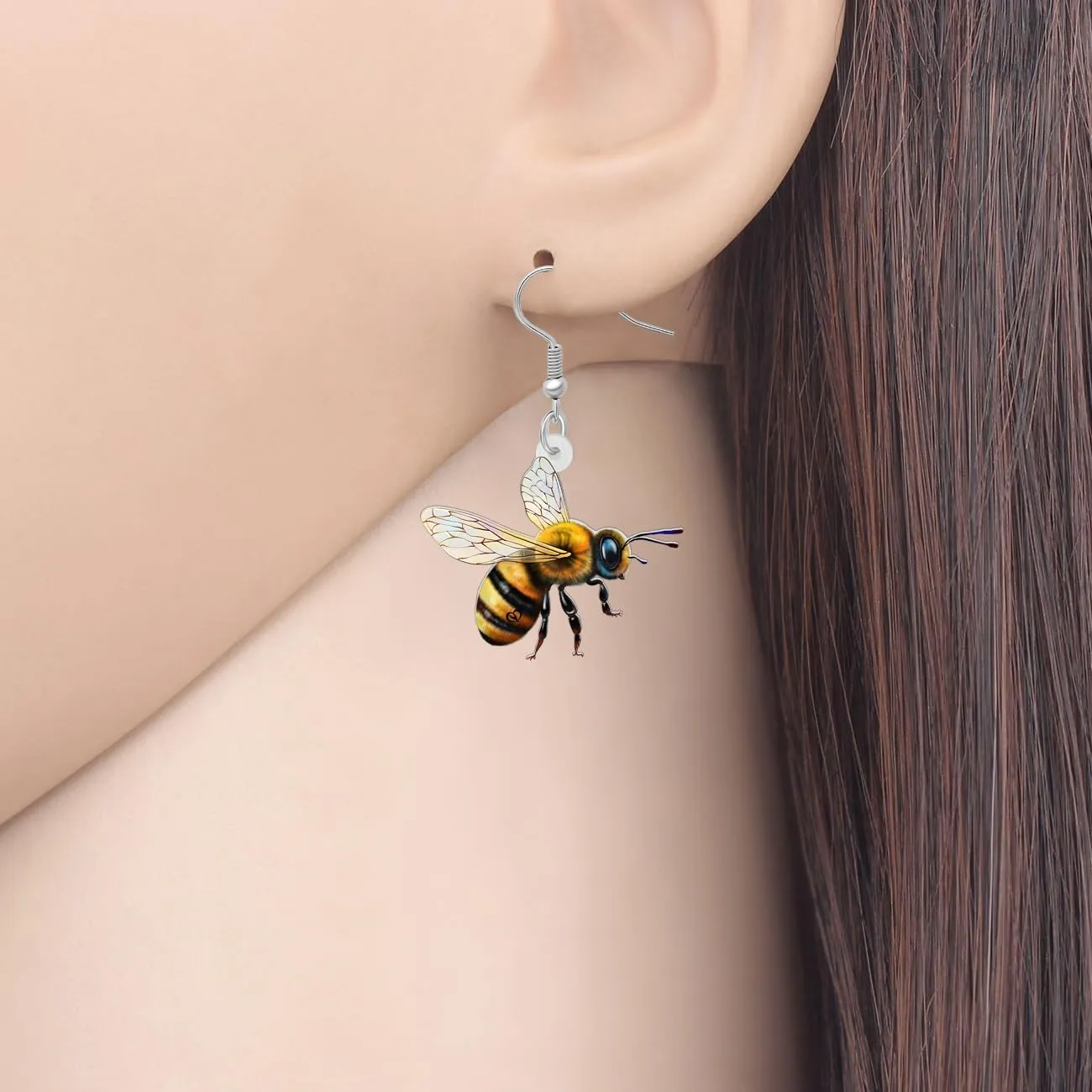Acrylic Cute Bumble Bee Earrings Bug Insect Animals Honeybee Dangle Hypoallergenic Jewelry Charms Spring Summer Accessories Gifts For Women