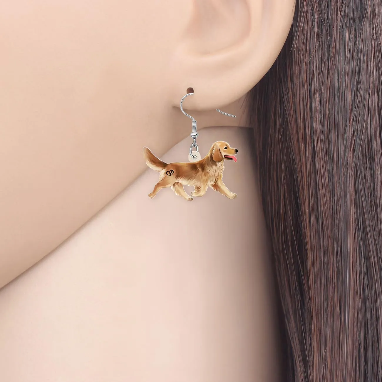 Acrylic Cute Golden Retriever Dog Earrings Dangle Drop Puppy Pets Jewelry for Women Gifts Party Favors Decor Charms