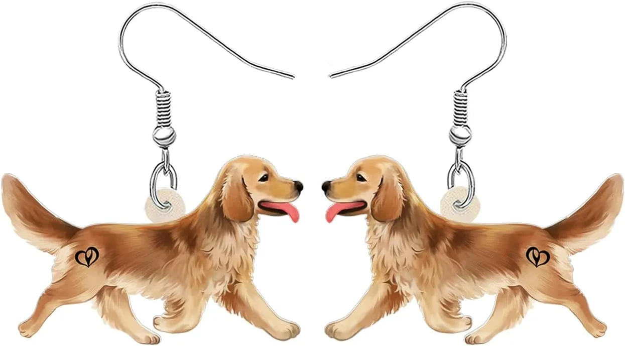 Acrylic Cute Golden Retriever Dog Earrings Dangle Drop Puppy Pets Jewelry for Women Gifts Party Favors Decor Charms