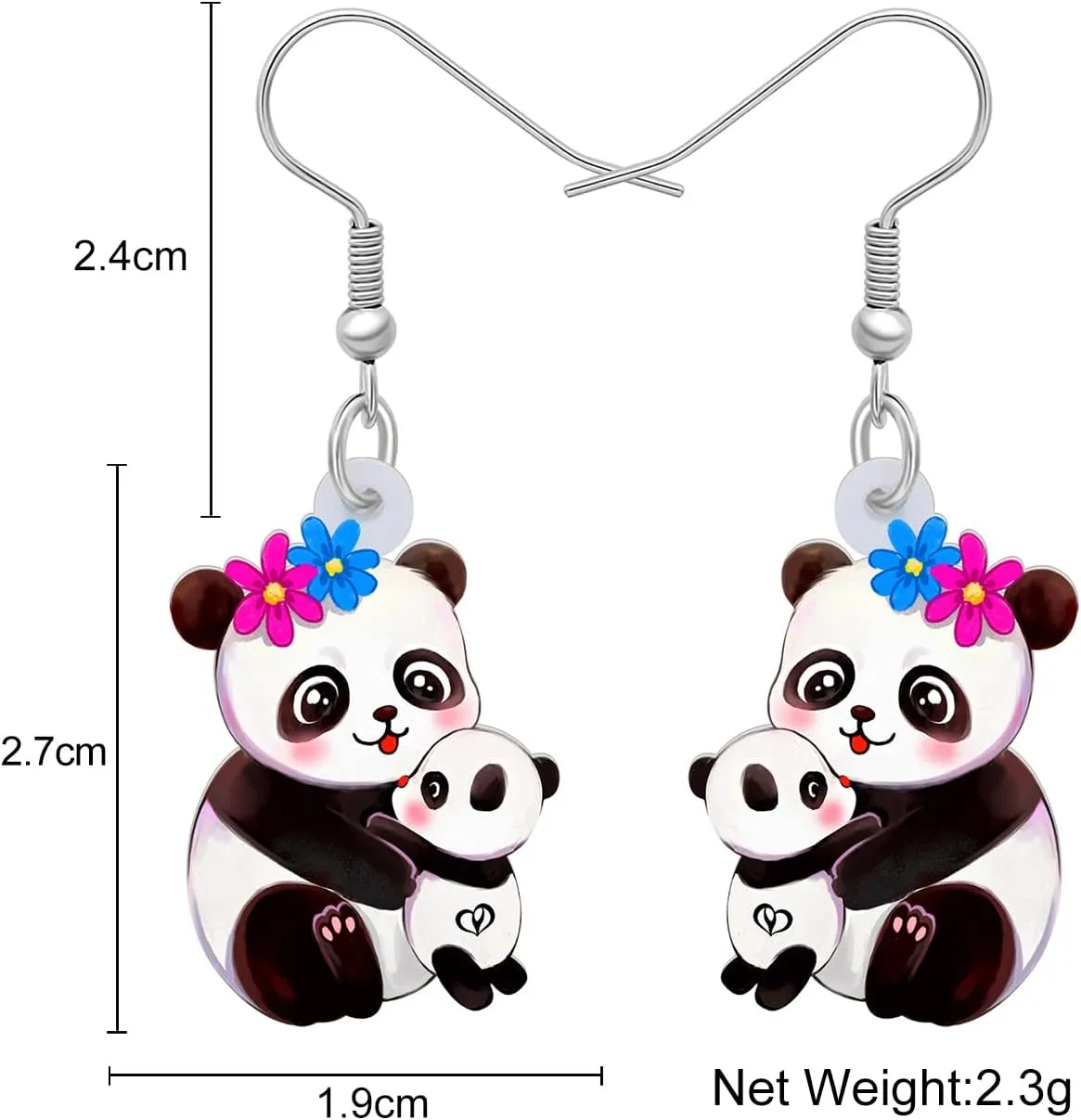 Acrylic Cute Panda Earrings Dangle Bamboo Bear Panda Gifts for Women Animal Lovers Christmas Jewelry