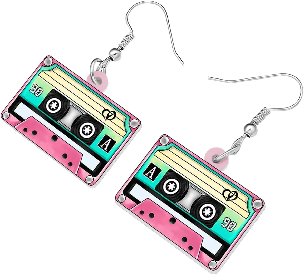 Acrylic Nostalgic 80s 90s Magnetic Cassette Tape Earrings Double Sided Vintage Tape For Women Music Lovers Charms Gifts Novelty Jewelry Dangle