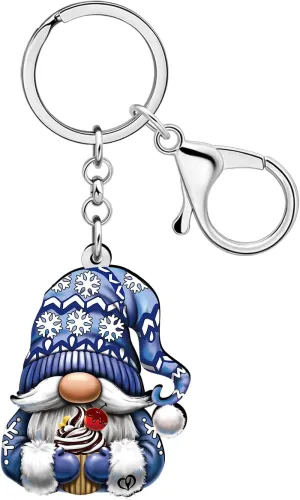 Acrylic Novelty Christmas Gnome Keychains Holiday Backpack Car Keys Keyring Purse Jewelry For Women Wallet Charm Gifts