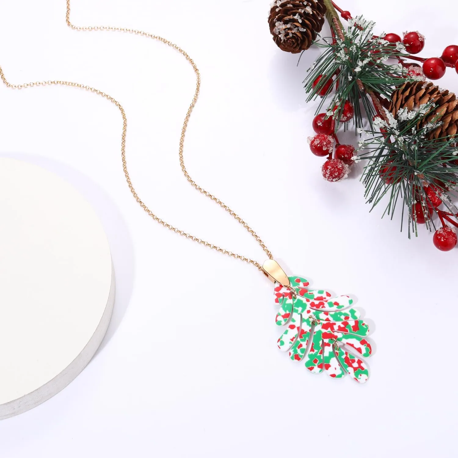 Acrylic Pendant necklace Earrings  Long Statement Leaf Charm Necklace Tortoise Resin Palm Leaf Earrings Fashion Necklaces Earrings for Women