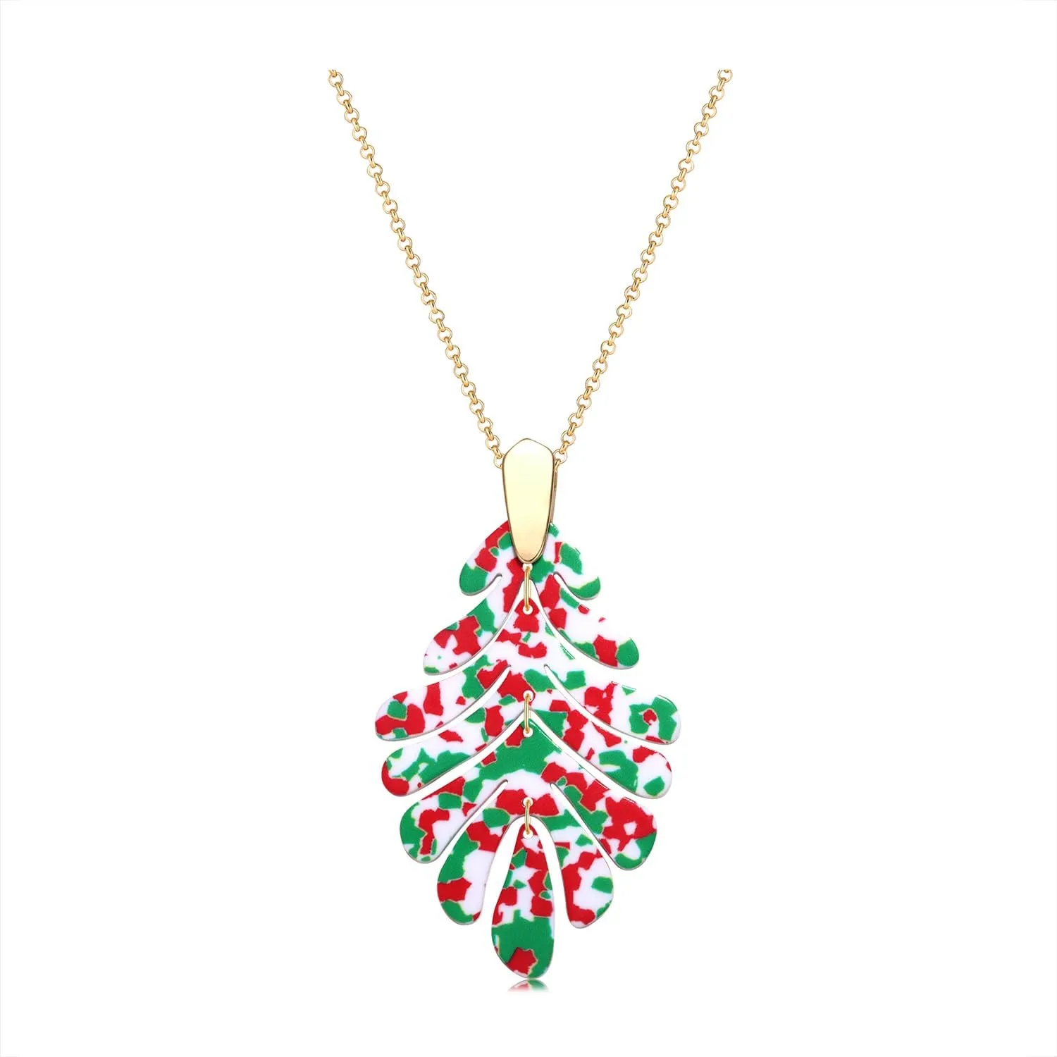 Acrylic Pendant necklace Earrings  Long Statement Leaf Charm Necklace Tortoise Resin Palm Leaf Earrings Fashion Necklaces Earrings for Women