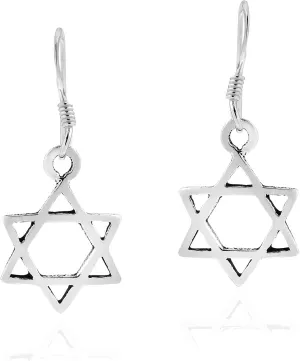 AeraVida Simple and Meaningful Star of David .925 Sterling Silver Fishhook Dangle Earrings for Religious and the Jewish Faith Fashion Accessories and Everyday Wear | Gift for Unisex