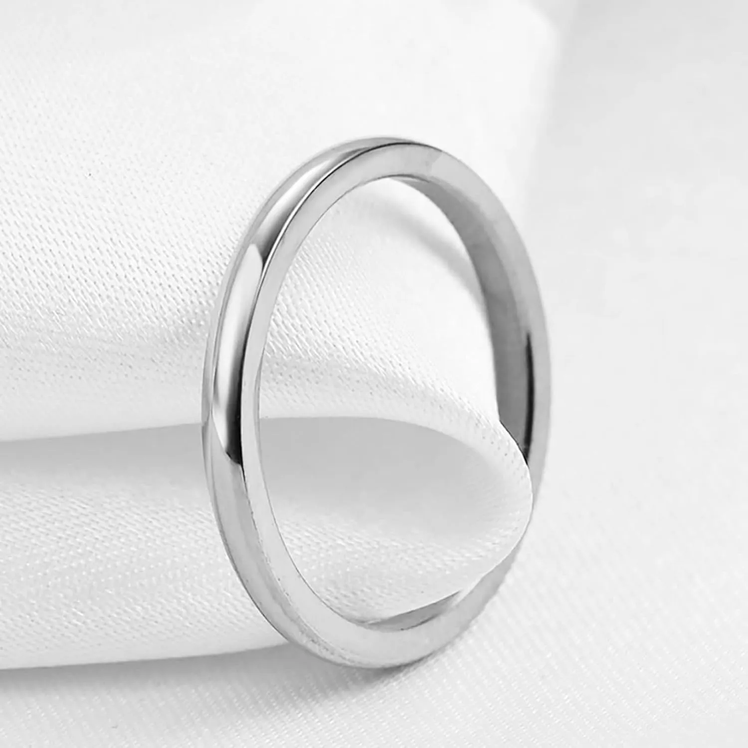 Aienid Band Ring Silver, Stainless Steel Rings Cross Size 10 2mm Polished Round Jewelry Custom Gifts for Wife Prom