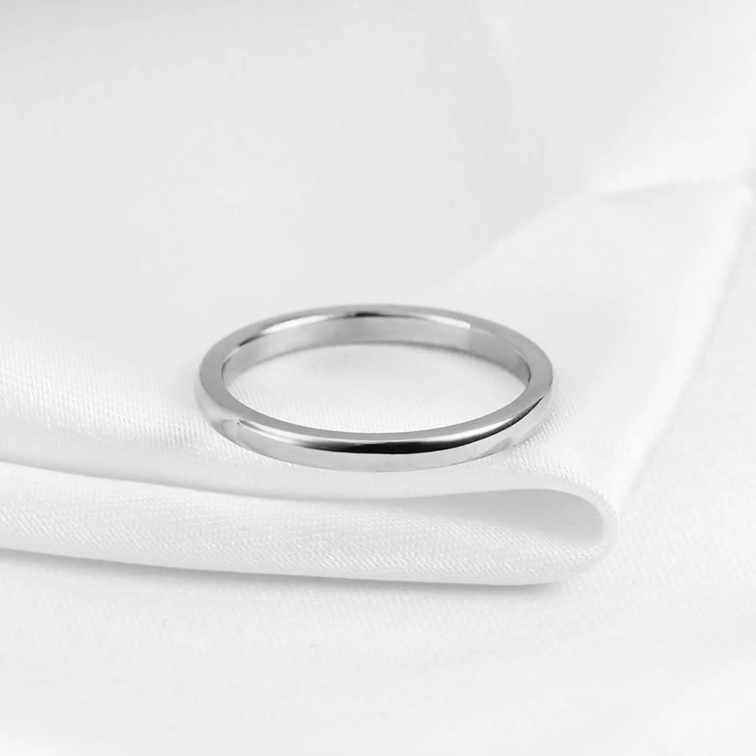 Aienid Band Ring Silver, Stainless Steel Rings Cross Size 10 2mm Polished Round Jewelry Custom Gifts for Wife Prom