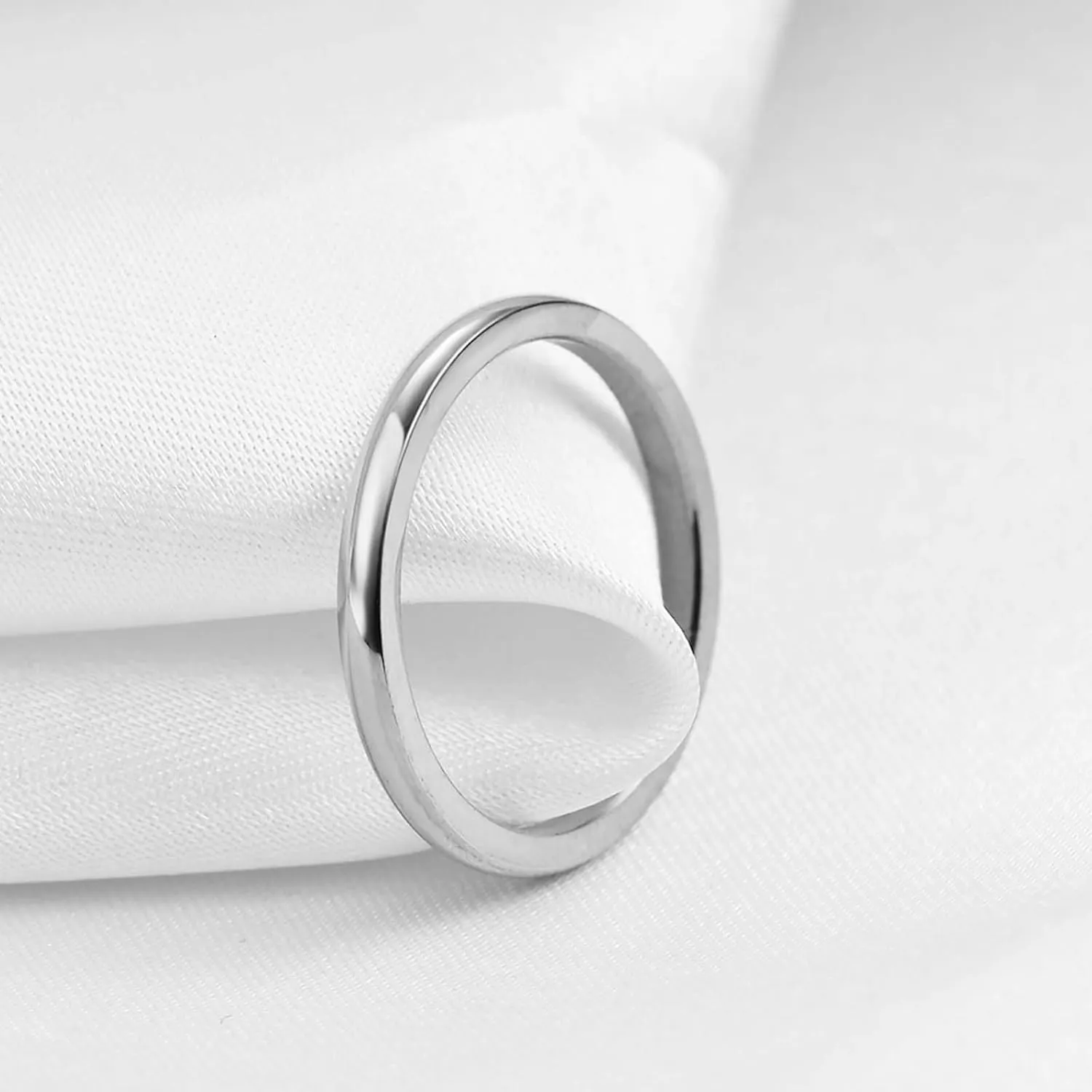 Aienid Band Ring Silver, Stainless Steel Rings Cross Size 10 2mm Polished Round Jewelry Custom Gifts for Wife Prom