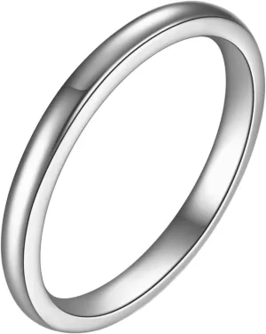 Aienid Band Ring Silver, Stainless Steel Rings Cross Size 10 2mm Polished Round Jewelry Custom Gifts for Wife Prom