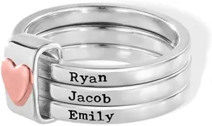 AILIN Personalized Name Rings For Women 925 Sterling Silver Custom 1-5 Stackable Engraved Initial Letter Rings Anniversary Heart Promise Mother Rings Gifts For Her Mom Girlfriends Wife