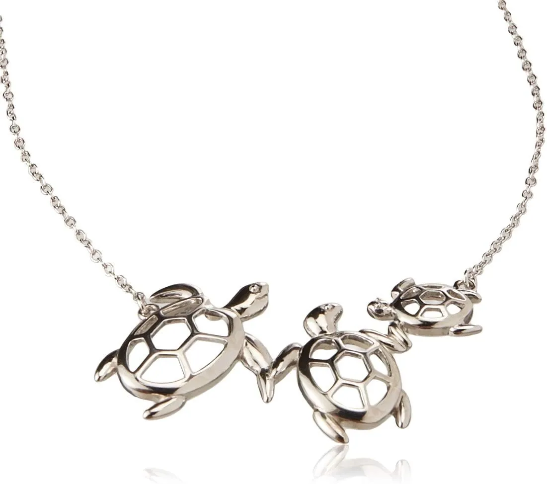 Amazon Essentials Sterling Silver Turtle Family Necklace, 18" , (previously Amazon Collection)