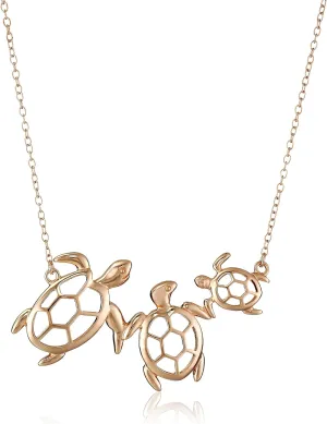 Amazon Essentials Sterling Silver Turtle Family Necklace, 18" , (previously Amazon Collection)