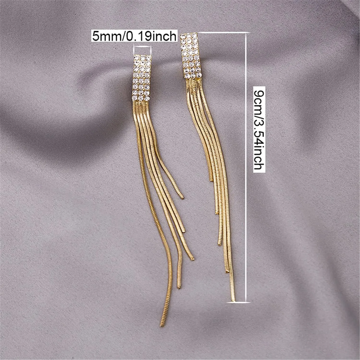 ANDPAI Chic Boho Tassel Earrings Long Bohemian Fringe Chain Sparkly Crystal Chandelier Dangle Drop Stud Earrings for Women