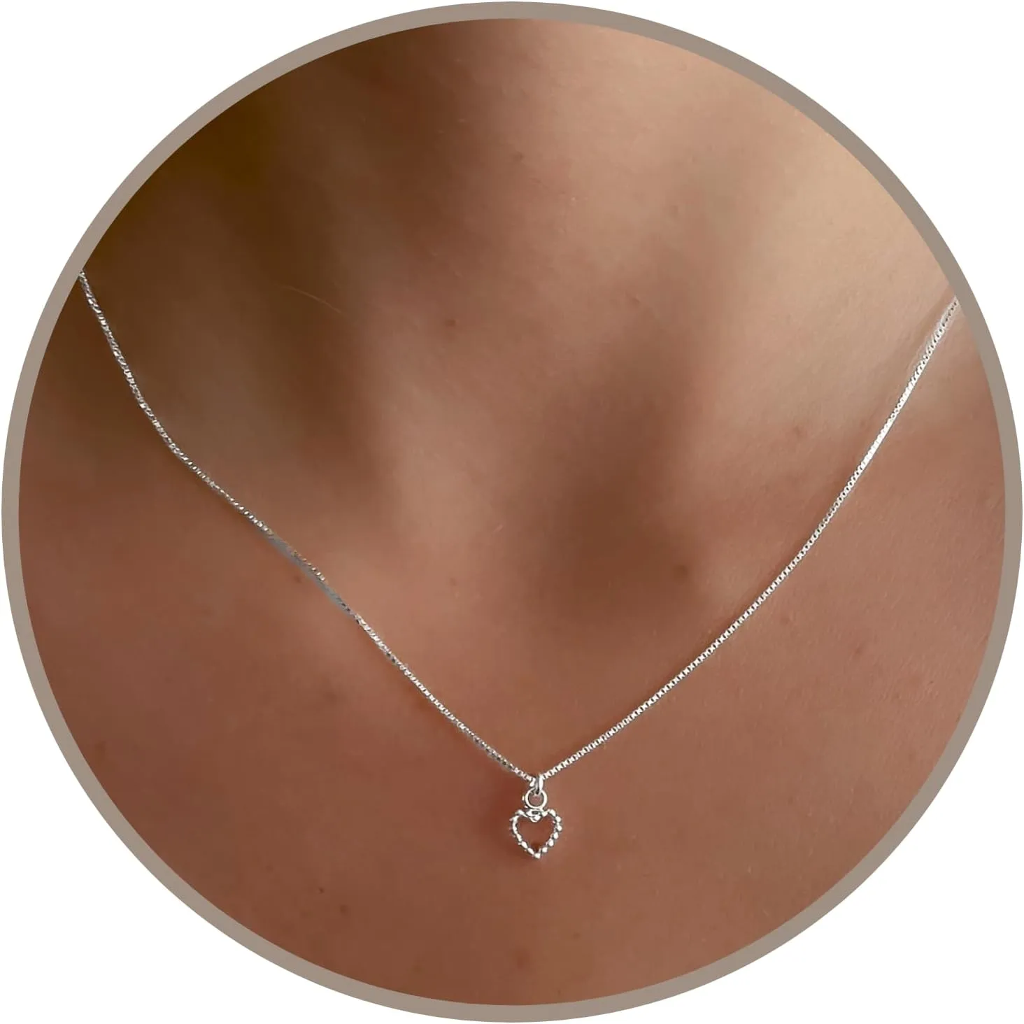 Annika Bella Dainty Tiny Heart Necklace, 925 Sterling Silver Chain, Stackable Layering Necklaces, Meaningful Gift for Valentine's Day (1Pc)
