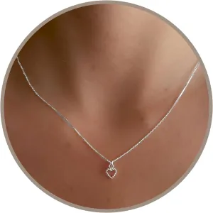 Annika Bella Dainty Tiny Heart Necklace, 925 Sterling Silver Chain, Stackable Layering Necklaces, Meaningful Gift for Valentine's Day (1Pc)