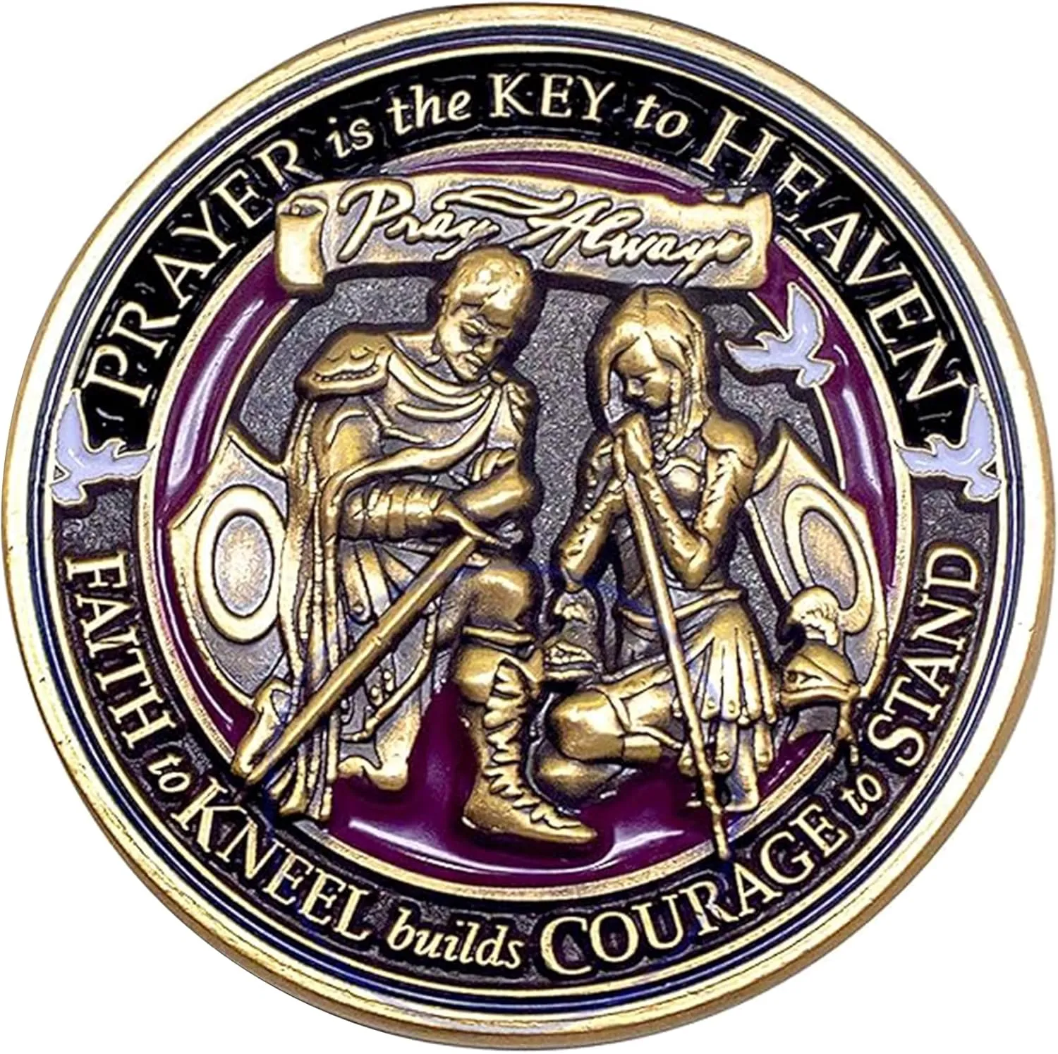 Armor Coin & Emblem - Armor of God Prayer Bronze Lapel Pin With Insipiring Phrases - Unique Accessories - Faith and Reminder - Inspiration- Strength - Meaningful Lapel