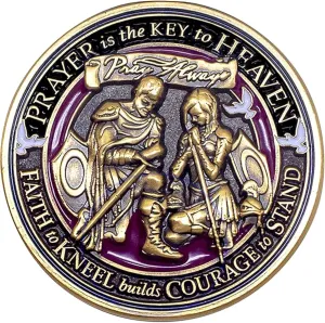 Armor Coin & Emblem - Armor of God Prayer Bronze Lapel Pin With Insipiring Phrases - Unique Accessories - Faith and Reminder - Inspiration- Strength - Meaningful Lapel