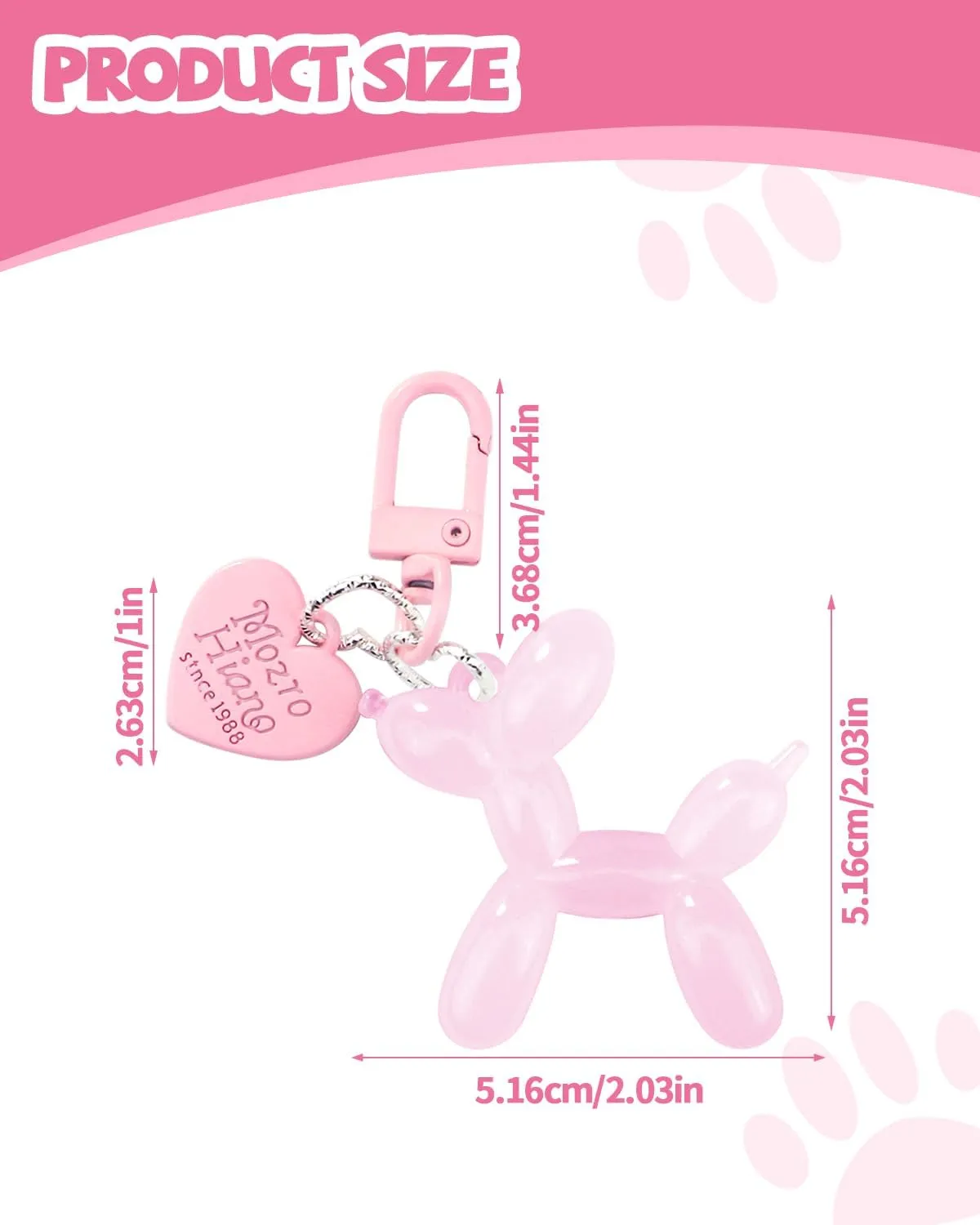 Balloon Dog Keychain for Women, Cute Purse Charm Pendant for Handbag,Keys