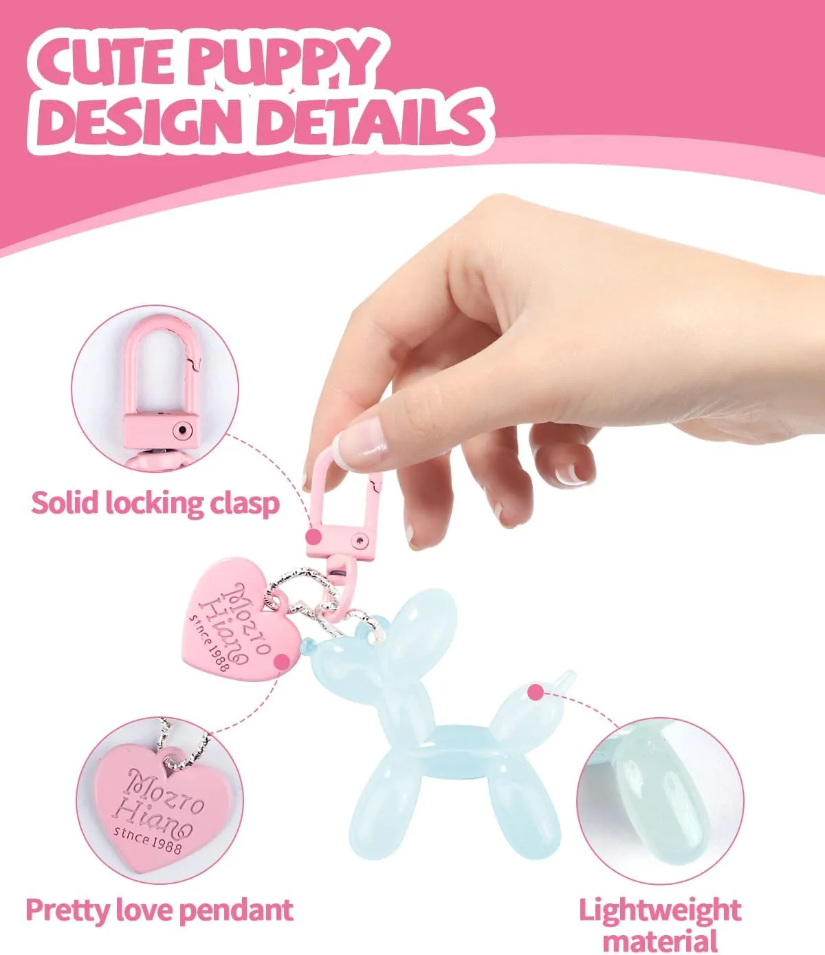 Balloon Dog Keychain for Women, Cute Purse Charm Pendant for Handbag,Keys