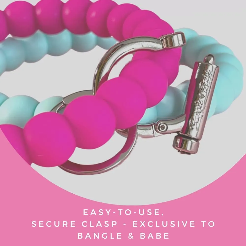Bangle & Babe Bracelet Keychain For Women - Wristlet Keychain Bangle Key Ring  Bubble O Key Ring, Silver Clasp
