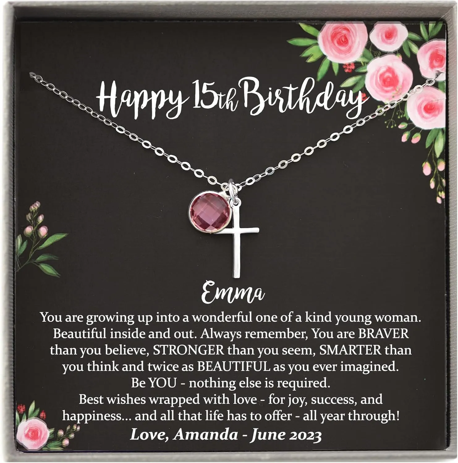 Be Wished Personalized 15th Birthday Gifts for Teen Girls, Necklace with Meaningful Message
