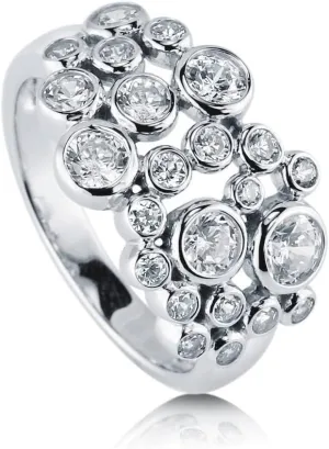 BERRICLE Sterling Silver Bubble Cubic Zirconia CZ Cocktail Fashion Ring for Women, Rhodium Plated Size 4-10