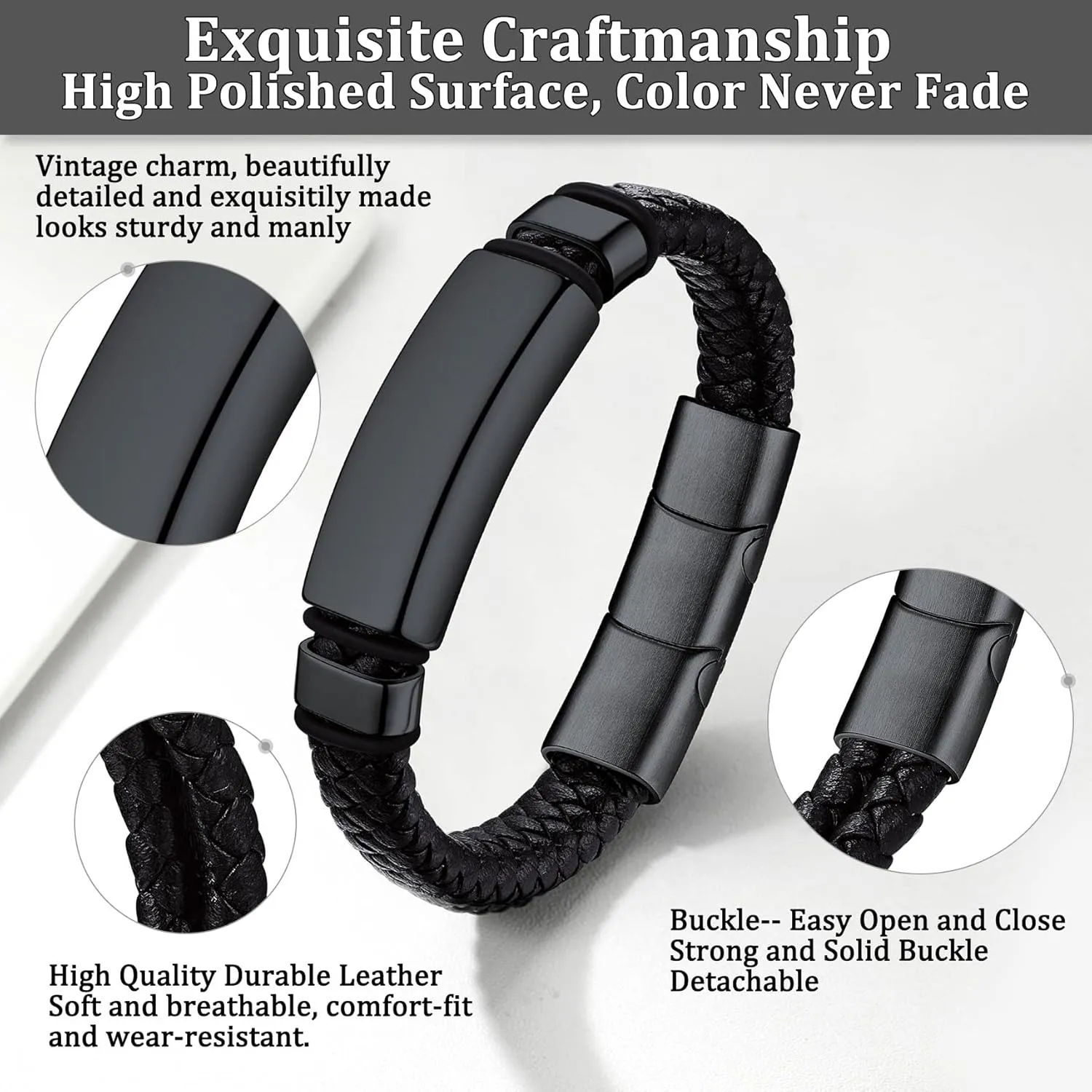 Bestyle Genuine Leather Braided Viking Bracelets for Men Boys, Vintage Thor's Hammer/Skull/Masonic Freemason Wrap Cuff Wirstband Bracelets with Closure