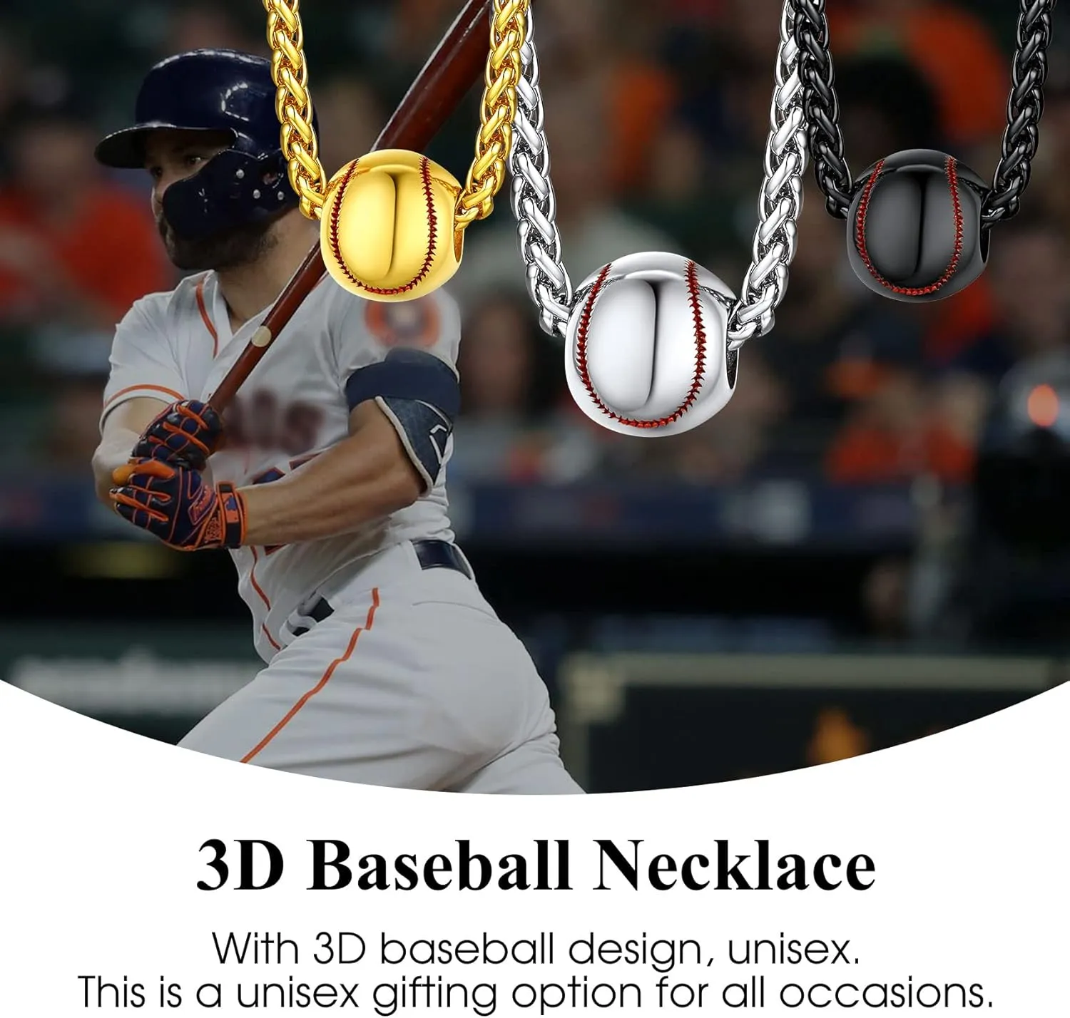 Bestyle Vivid Ball Pendants Sprots Necklace for Men, Solid Stainless Steel Soccer/Basketball/Volleyball/Rugby Ball/Baseball Necklace in Silver/Black/Gold, Trendy Sport Fan Jewelry Collection Gift
