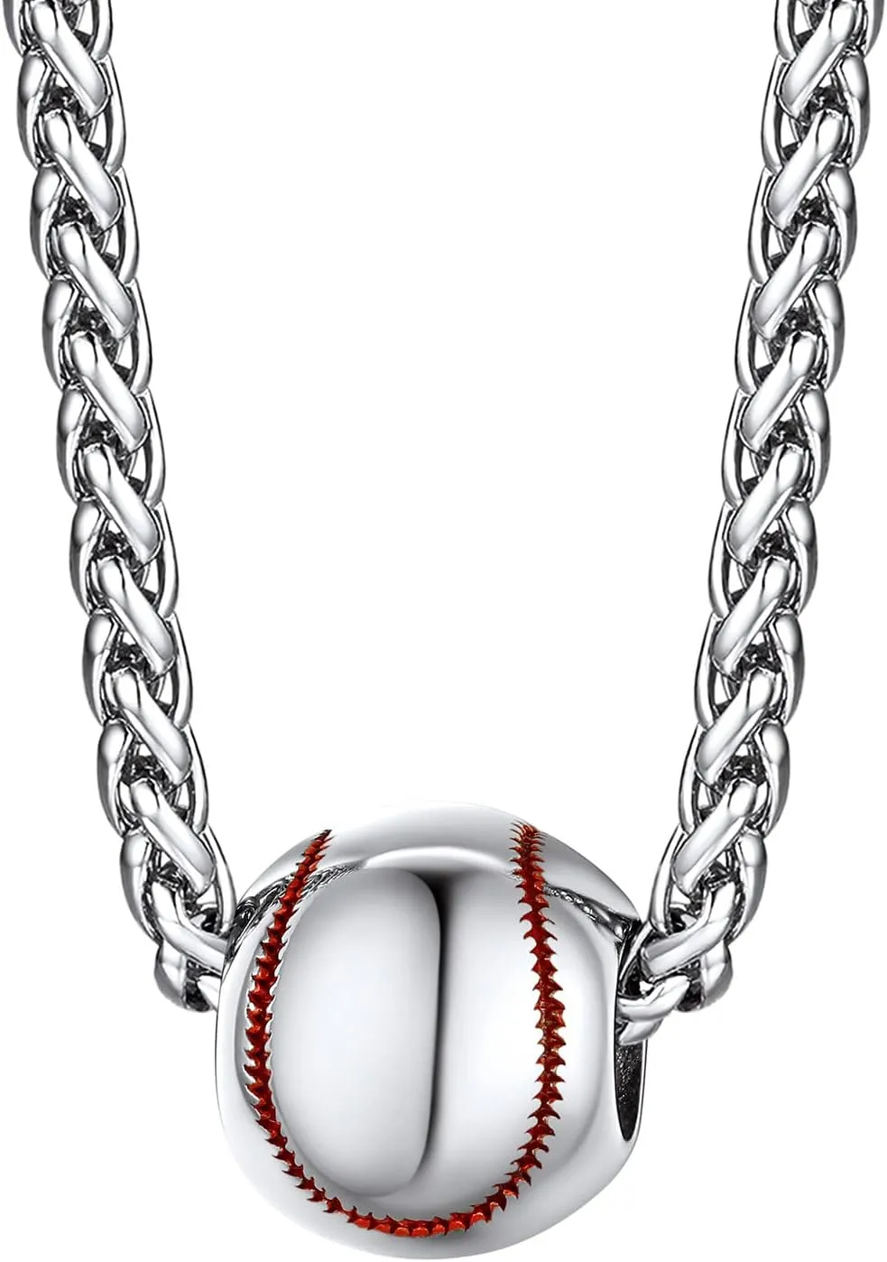 Bestyle Vivid Ball Pendants Sprots Necklace for Men, Solid Stainless Steel Soccer/Basketball/Volleyball/Rugby Ball/Baseball Necklace in Silver/Black/Gold, Trendy Sport Fan Jewelry Collection Gift