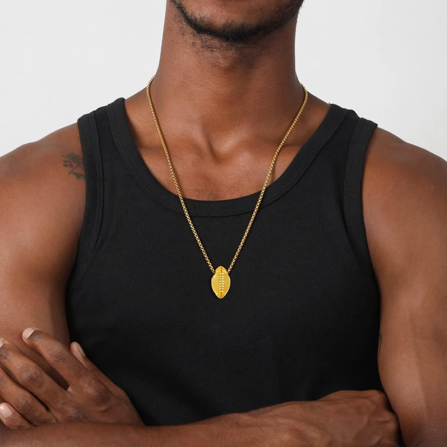 Bestyle Vivid Ball Pendants Sprots Necklace for Men, Solid Stainless Steel Soccer/Basketball/Volleyball/Rugby Ball/Baseball Necklace in Silver/Black/Gold, Trendy Sport Fan Jewelry Collection Gift