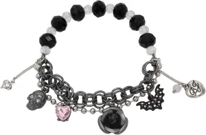 Betsey Johnson Womens Skull Charm Stretch Bracelet