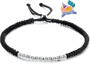 Birthday Gift 925 Sterling Silver Beaded Bracelets For Women Adjustable Cord 7th-40th Birthday Bracelets Friendship Family Jewelry Gift