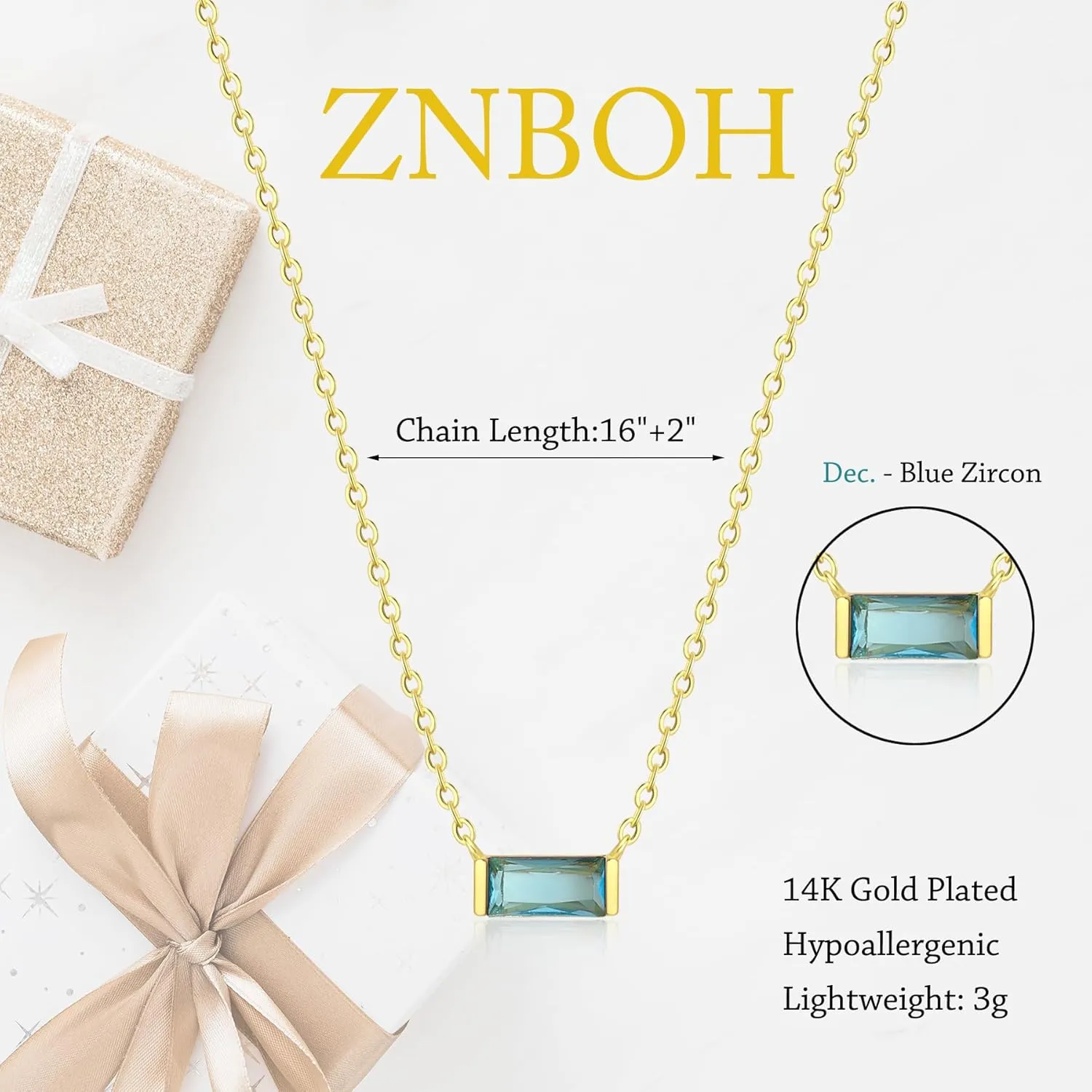Birthstone Necklace for Women Dainty Trendy 14K Gold Plated Emerald Couple Necklaces Simple Green Diamond Pendant Choker Blue Cute Cubic Zirconia Jewelry for Women Mothers Birthday Gifts