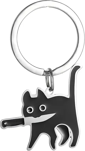 Black Cat Funny Keychain, Unique Novelty Keychains for Teen Boys Teen Girls, Great Birthday Gift for Cat Lovers and a Great Gift for Valentine's Day, Halloween, Christmas and Other Holidays