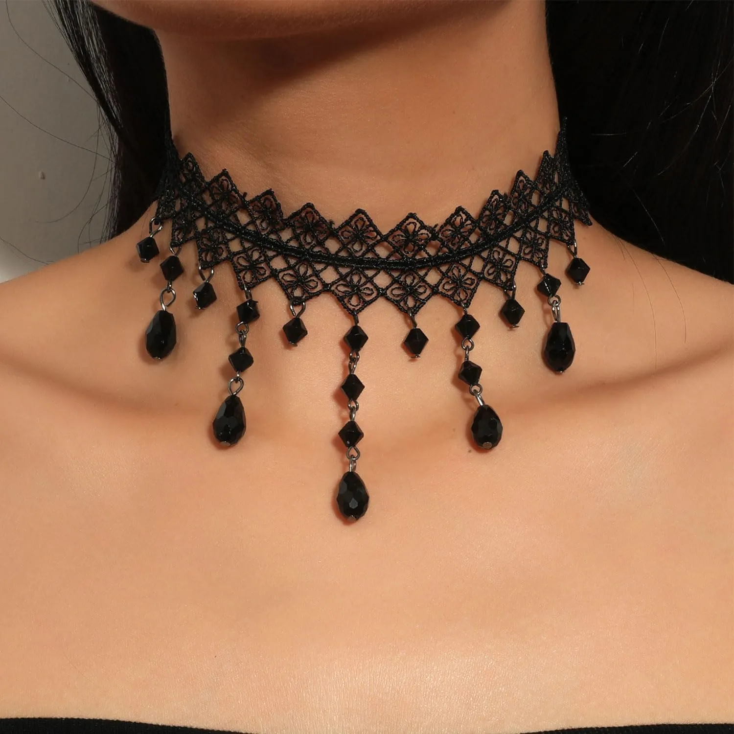 Black Velvet Moon Choker Necklace for Women Gothic Layered Necklaces Pendant Handmade Boho Crescent