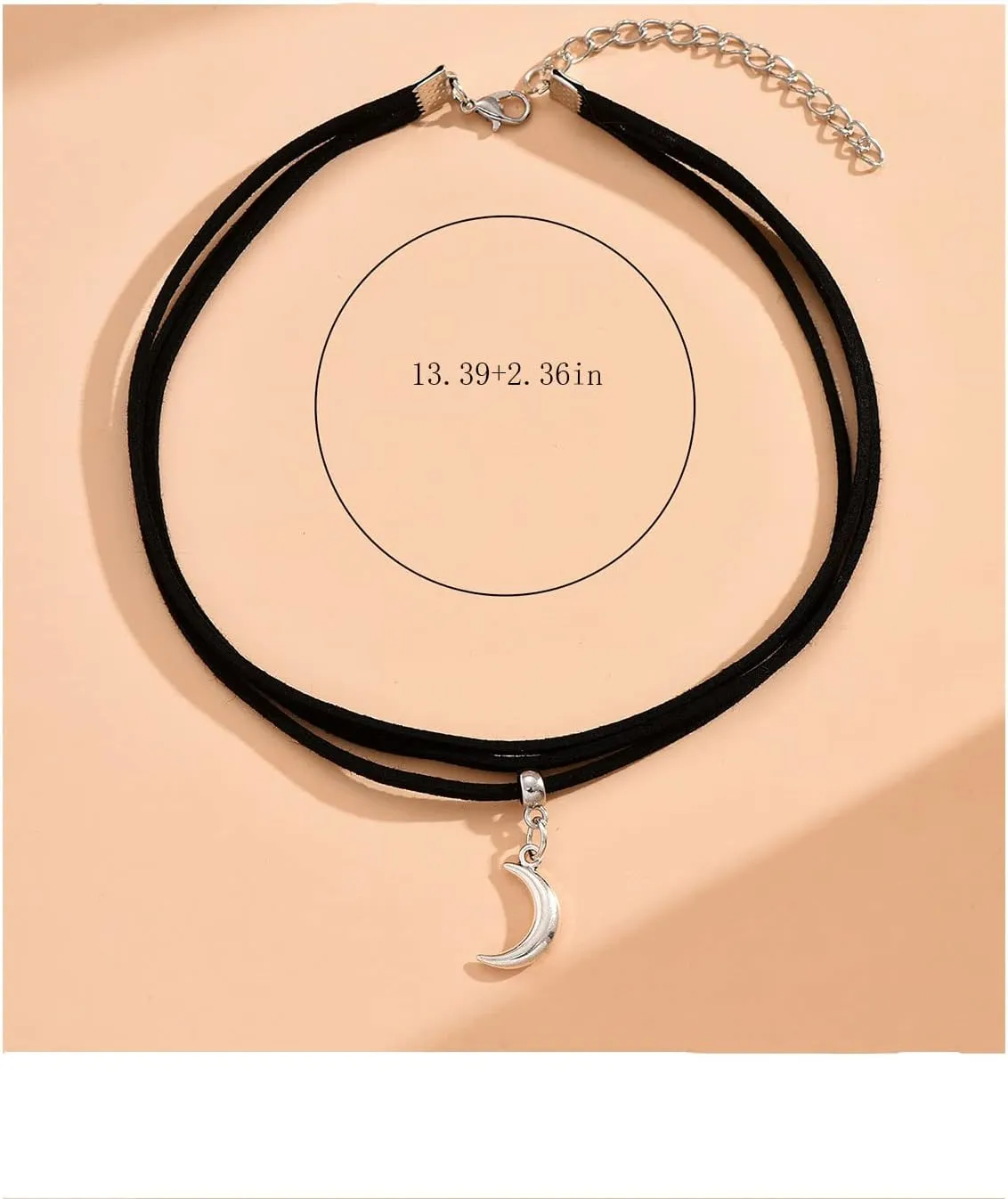 Black Velvet Moon Choker Necklace for Women Gothic Layered Necklaces Pendant Handmade Boho Crescent