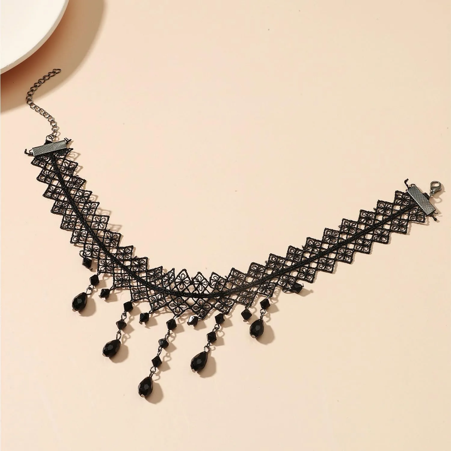 Black Velvet Moon Choker Necklace for Women Gothic Layered Necklaces Pendant Handmade Boho Crescent